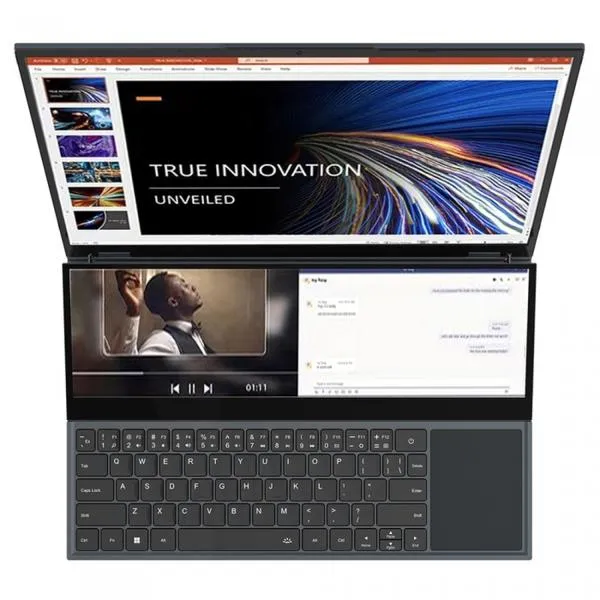 Dwa ekrany na laptopie
