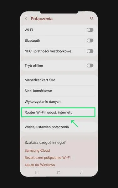 Udostępnianie internetu z telefonu