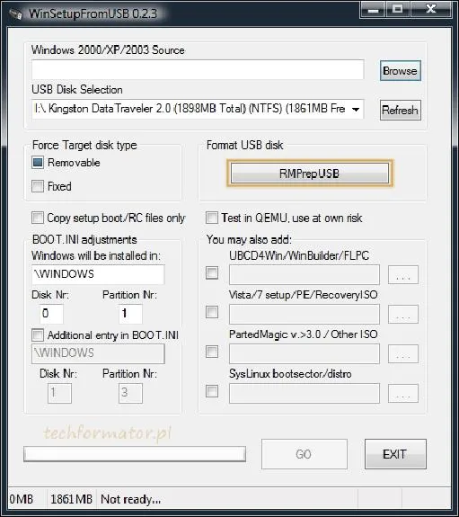 Uruchamianie Windows z pendrive